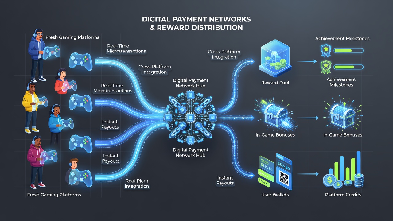 Reward distribution flow through digital payment gateways in gaming environments